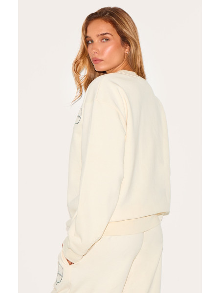 Кремове коло оздоровлення преміум -друк негабаритна толстовка