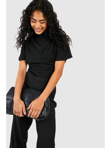 Блуза на плечі з вирізом з капюшоном з крепу з джерсі