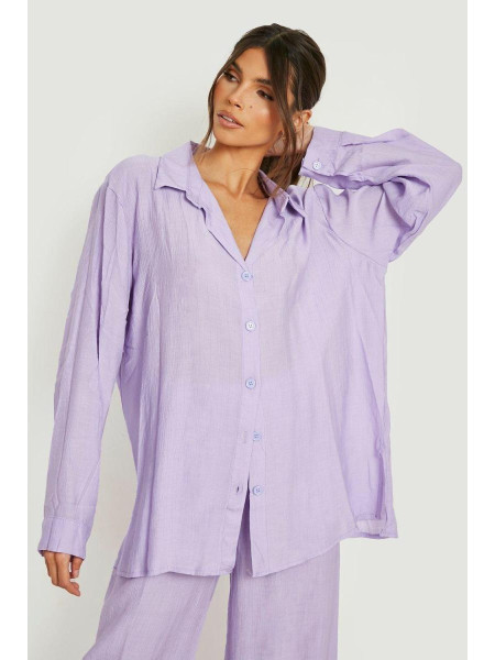 Бузкова сорочка з невимушеним кроєм із льону