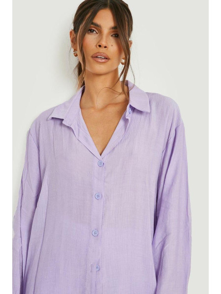 Бузкова сорочка з невимушеним кроєм із льону