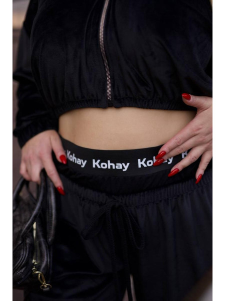 Чорний велюровий костюм 7015/7012