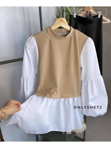 Кофтинка комбінована з мʼякої ангори рубчик 