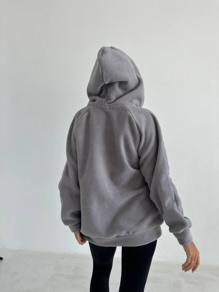 Осіння флісова кофта на змійці з капюшоном 