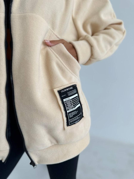 Осіння флісова кофта на змійці з капюшоном 