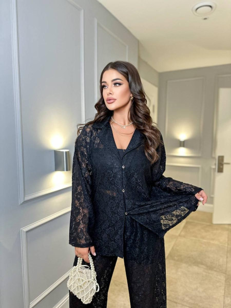 Мереживний брючний костюм 