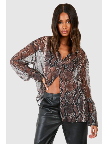 Шифонова сорочка зі змійковим принтом