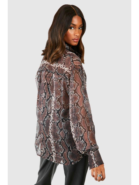 Шифонова сорочка зі змійковим принтом