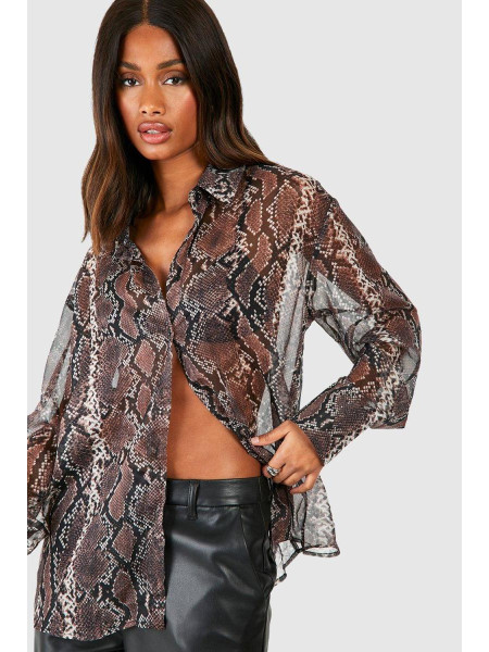 Шифонова сорочка зі змійковим принтом