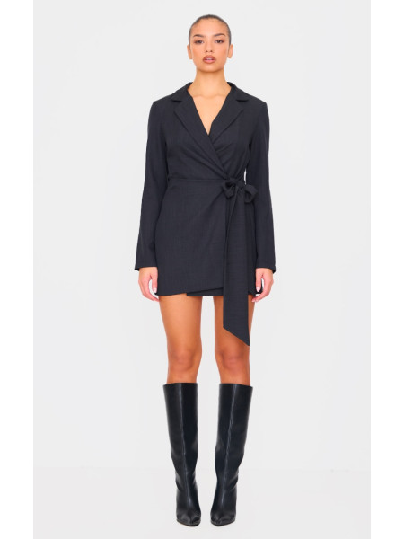 Чорна плетена сукня-піджак із зав’язкою та зав’язкою