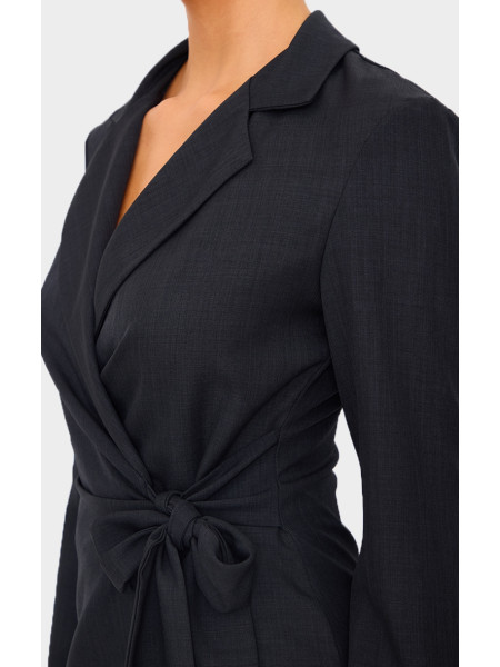 Чорна плетена сукня-піджак із зав’язкою та зав’язкою