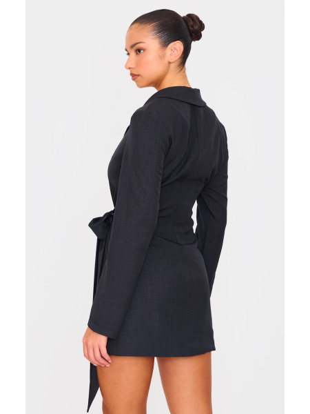 Чорна плетена сукня-піджак із зав’язкою та зав’язкою