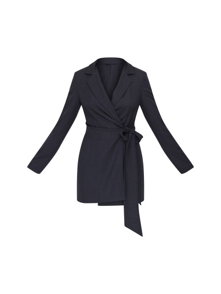 Чорна плетена сукня-піджак із зав’язкою та зав’язкою