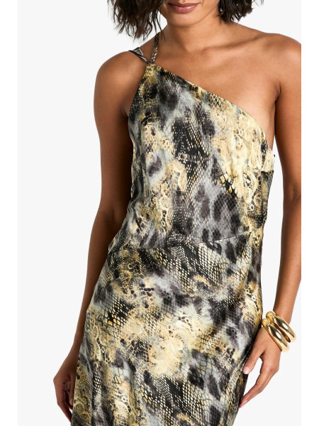 Високий кожух назад абстрактний сукня Maxi Animal