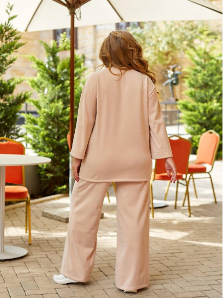 Брючний костюм прямі штани кофта з розрізами 