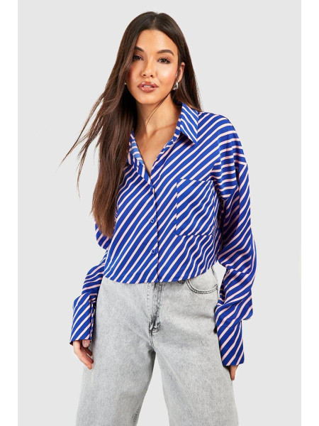 Укорочена сорочка в діагональні смужки