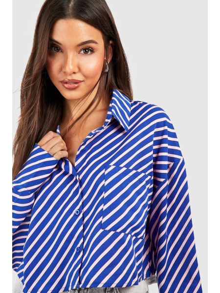 Укорочена сорочка в діагональні смужки