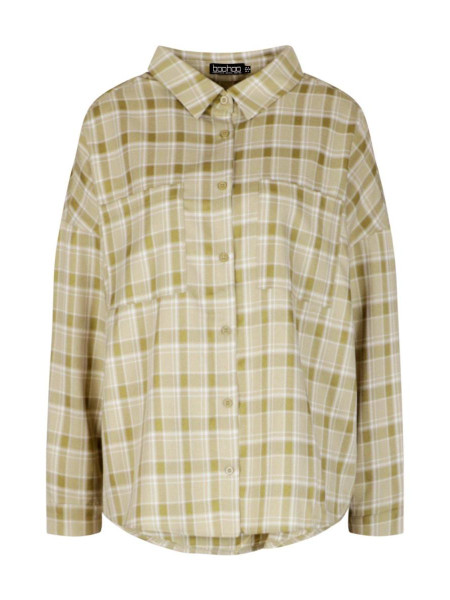 Оливкова мініатюрна оверсайз-сорочка в клітку