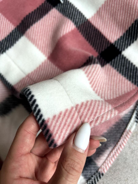 Сорочка в клітинку з капюшоном двосторонній фліс 