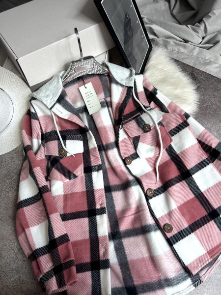 Сорочка в клітинку з капюшоном двосторонній фліс 