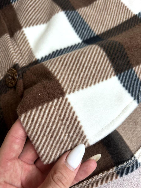 Сорочка в клітинку з капюшоном двосторонній фліс 