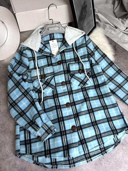 Сорочка в клітинку з капюшоном двосторонній фліс 