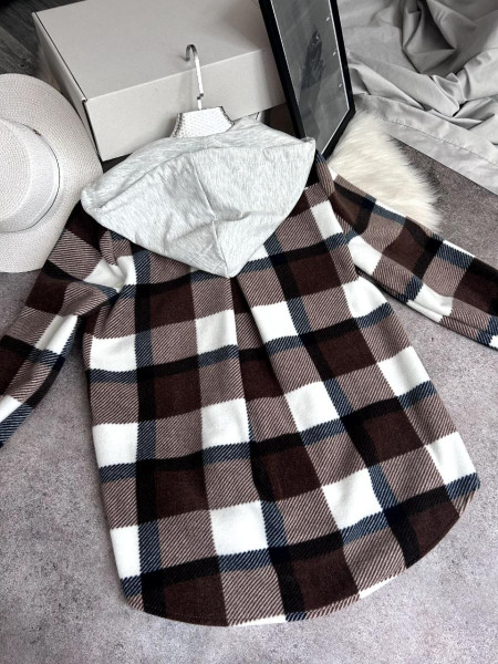 Сорочка в клітинку з капюшоном двосторонній фліс 