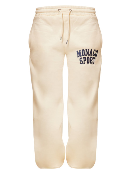 Спортивні джоггери з манжетами з вишивкою кремового кольору Monaco