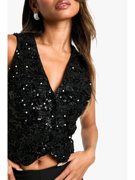 Жилет преміум-класу з паєтками з букле