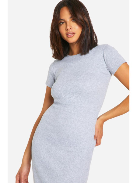 Базовий максі з короткими рукавами в рубчик
