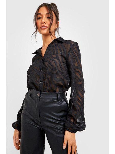 Сорочка з об'ємними рукавами кольору зебри кольору слонової кістки