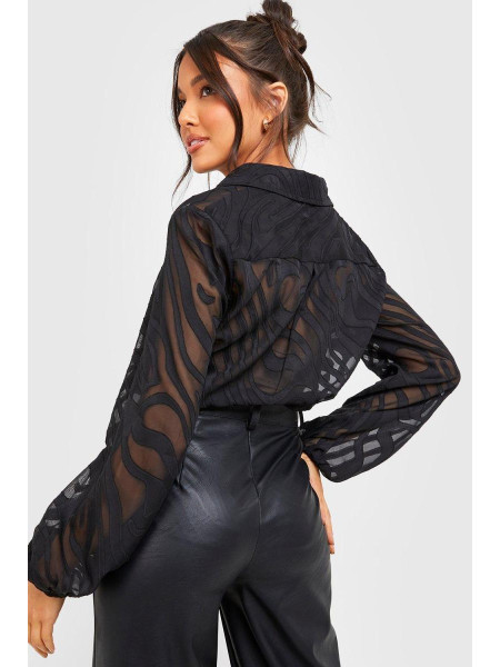 Сорочка з об'ємними рукавами кольору зебри кольору слонової кістки