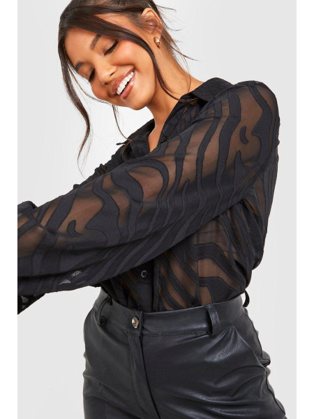 Сорочка з об'ємними рукавами кольору зебри кольору слонової кістки