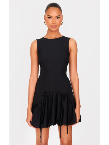 Чорна міні-сукня Racer Puffball