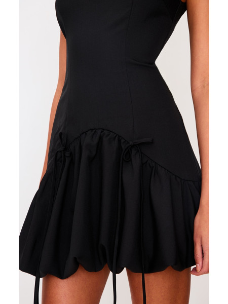 Чорна міні-сукня Racer Puffball