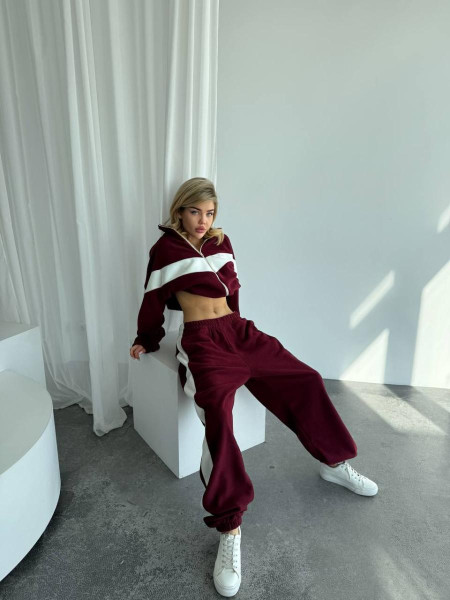 Флісовий костюм контрастний лампас 