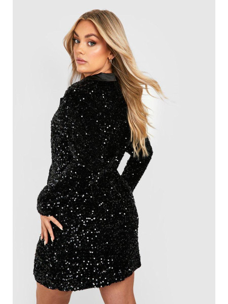 Плюс оксамитове плаття-піджак з паєтками