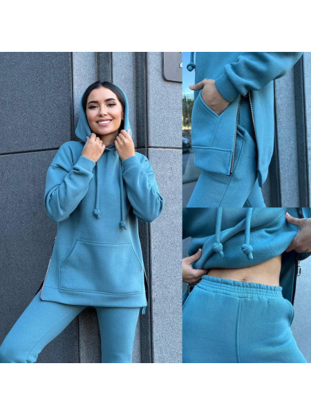 Спортивний якісний костюм із змійками на флісі 