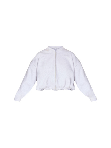 Попелясто-сірий укорочений світшот із застібками та блискавкою