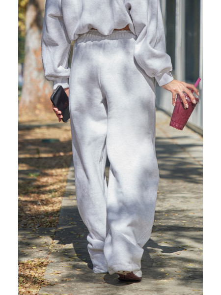 Попелясто-сірий укорочений світшот із застібками та блискавкою