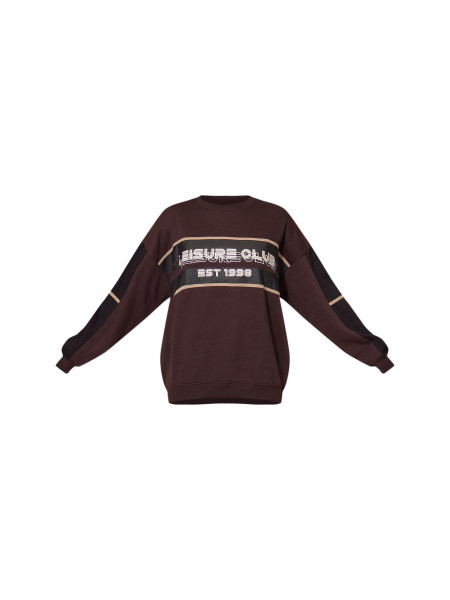 Темно-коричневий світшот із вишивкою клубу відпочинку