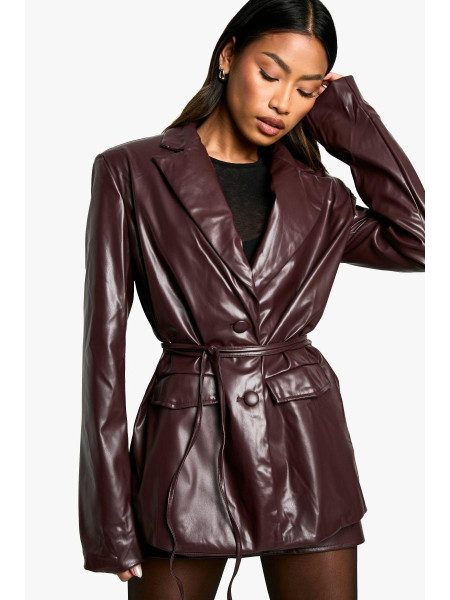 Піджак із поясом із зав’язкою Pu