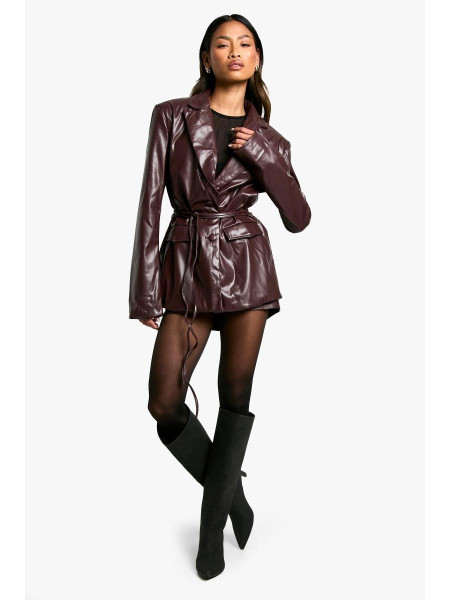 Піджак із поясом із зав’язкою Pu