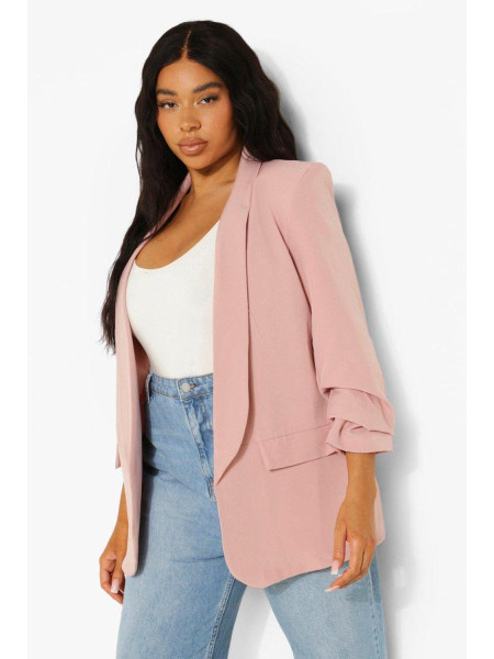 Піджак із еластичними тканими рукавами та рюшами