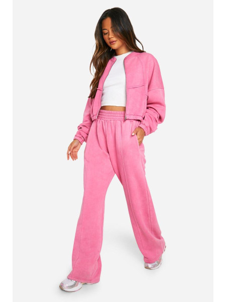 Укорочений спортивний костюм-бомбер Acid Wash Seam Detail