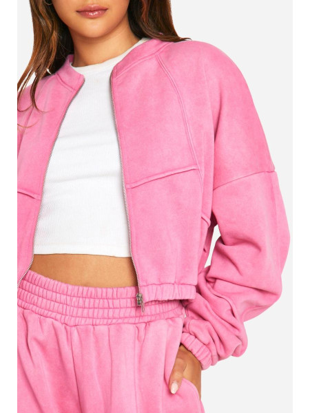 Укорочений спортивний костюм-бомбер Acid Wash Seam Detail