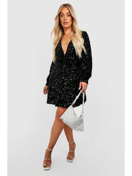 Плюс сукня-фігуристка з паєтками та талією