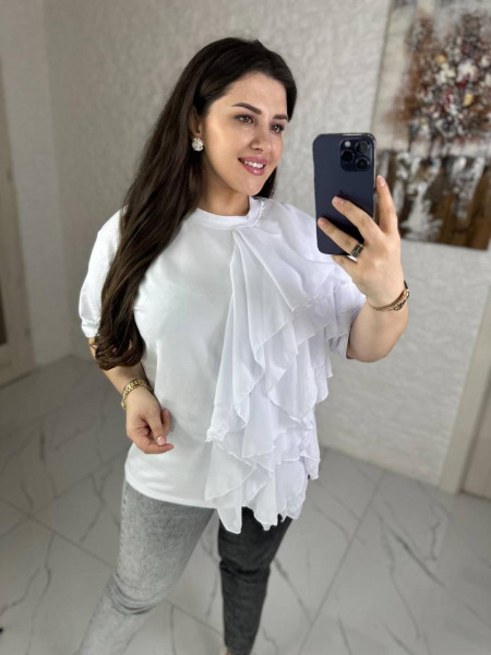 Блуза з шифоновим воланом 