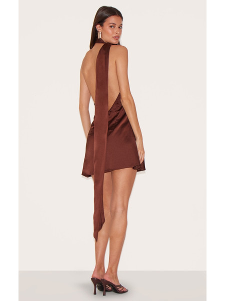 Шоколадний атласний шарф деталі для тіла