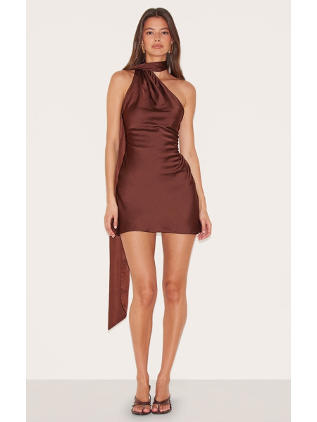 Шоколадний атласний шарф деталі для тіла