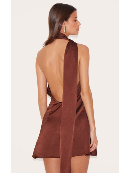 Шоколадний атласний шарф деталі для тіла